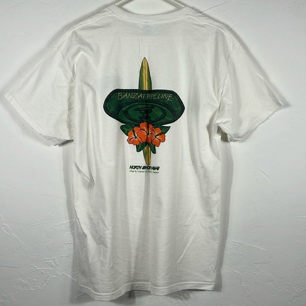 🌊🏄‎ Vintage HAWAII NORTH SHORE Banzai Pipeline Surf Tee Sz Lg - EUC